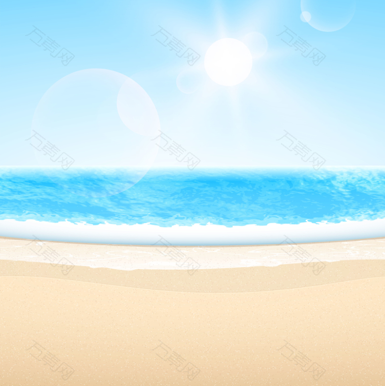矢量海洋风景沙滩阳光夏日背景