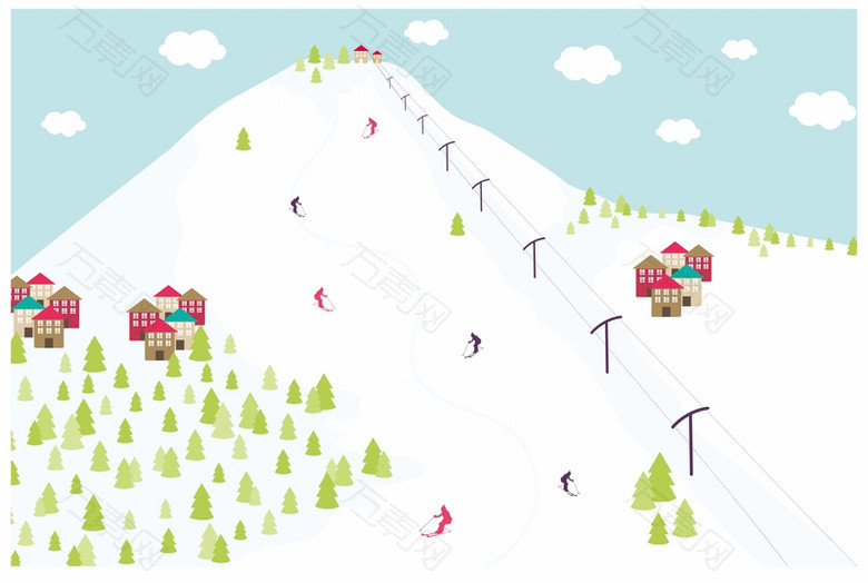 雪山滑雪场海报背景模板
