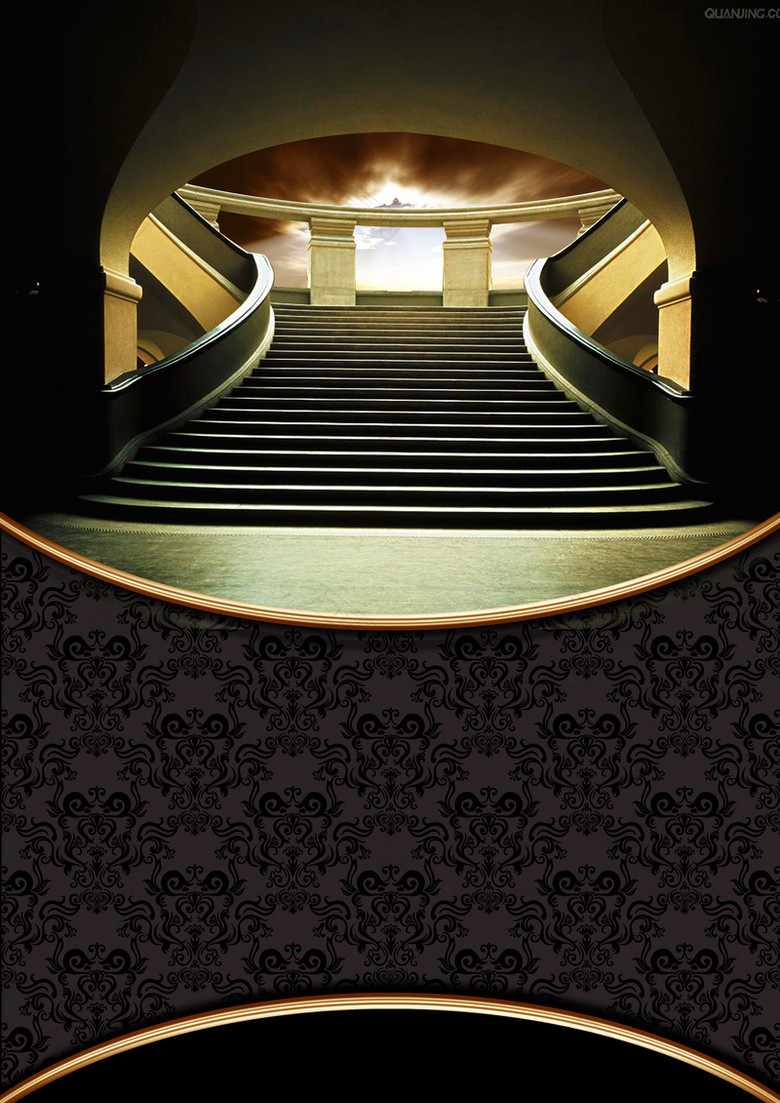 精美欧式花纹质感楼梯背景