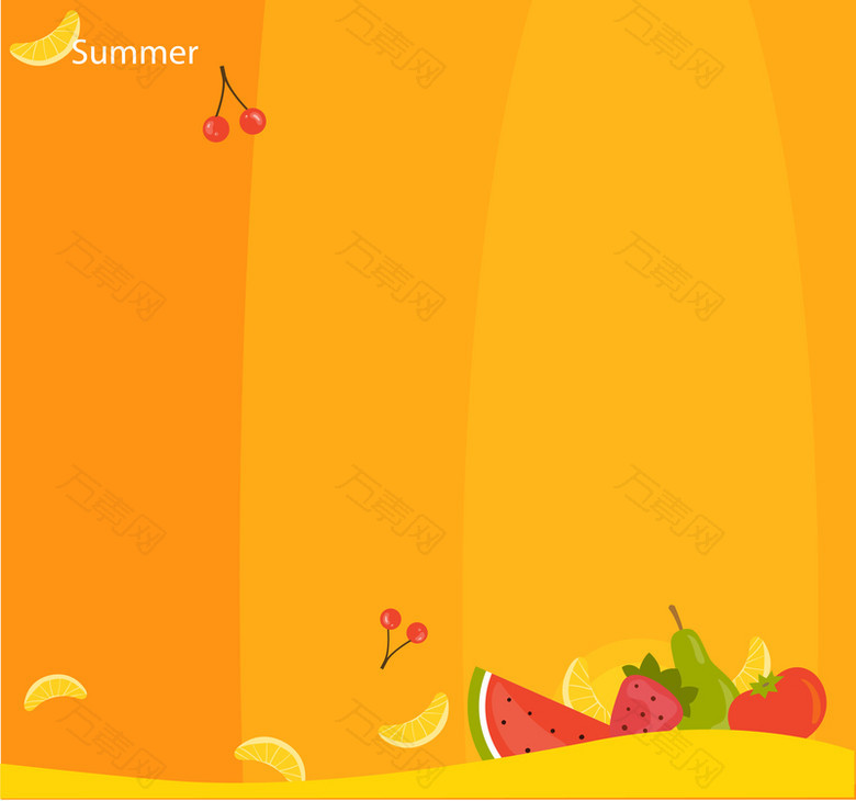 夏季矢量卡通水果海报背景素材