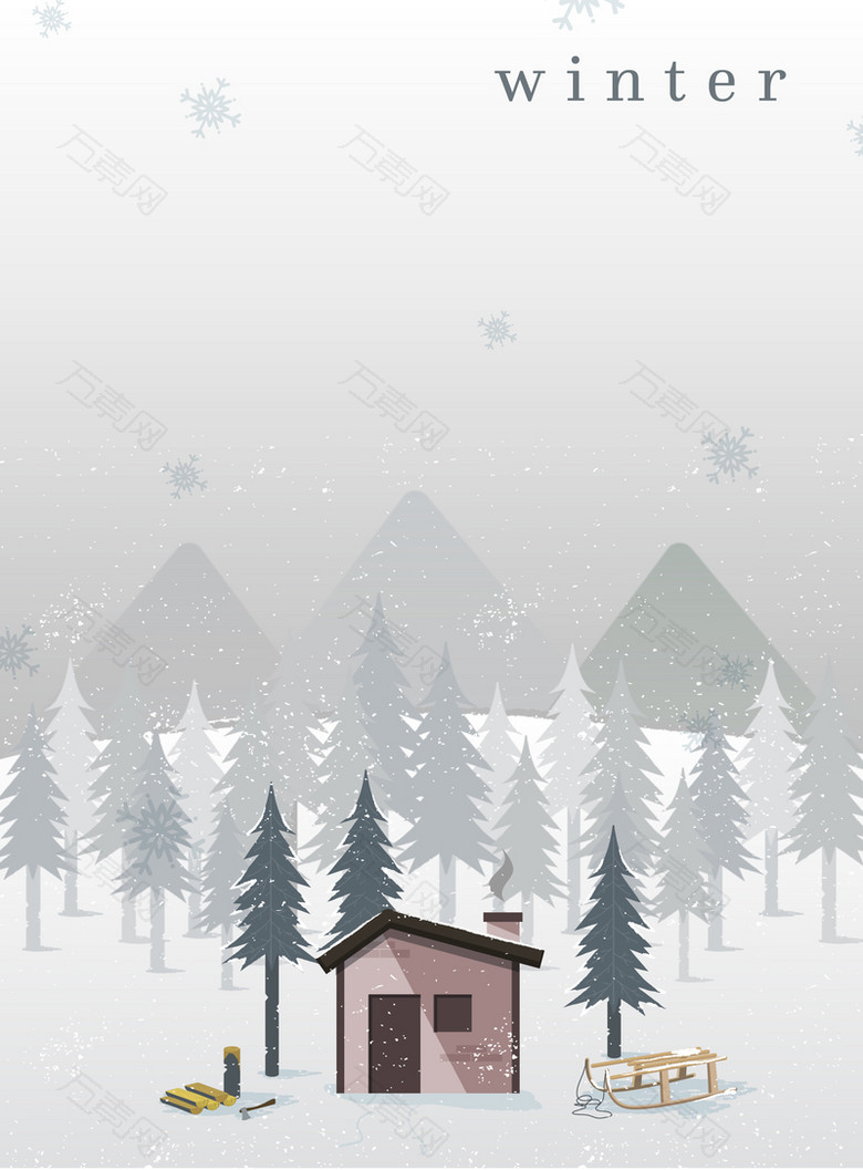 灰色安静下雪圣诞节海报背景素材