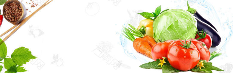 健康蔬果清新白色电商海报背景