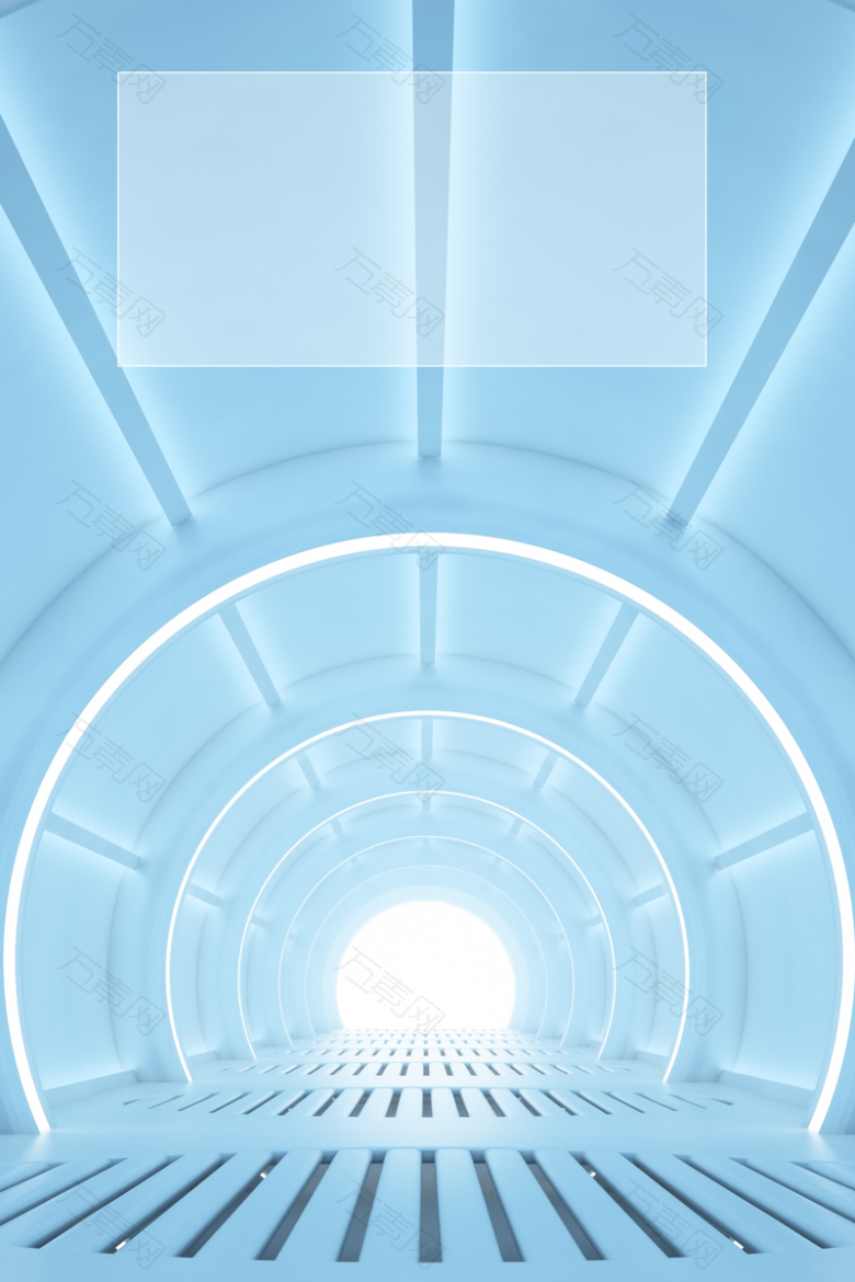 简约时尚大气蓝色隧道广告
