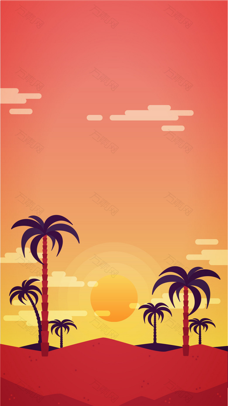 夏日沙滩的棕榈树