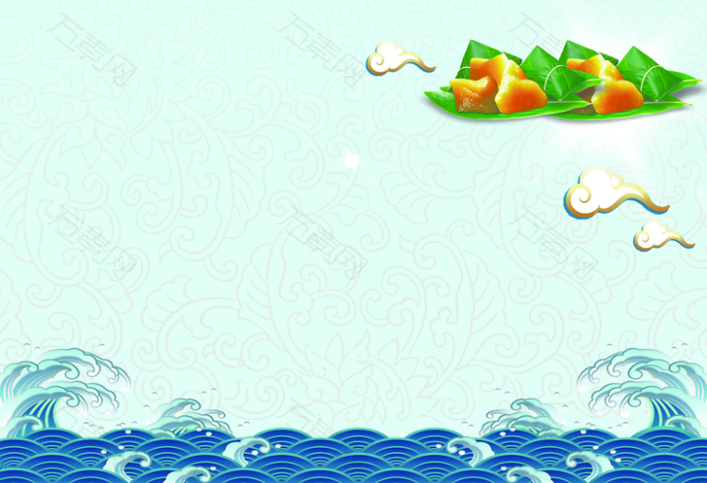 传统节日端午节粽子海浪赛船背景