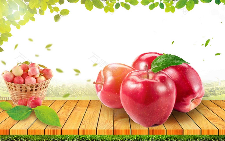 新鲜苹果水果海报背景模板