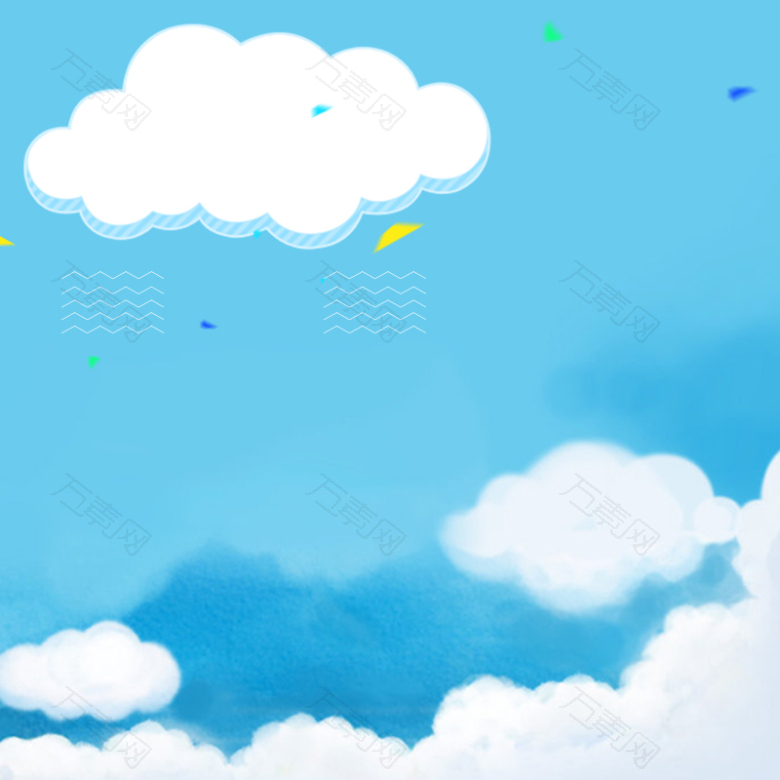 蓝色手绘天空母婴产品PSD分层主图背景
