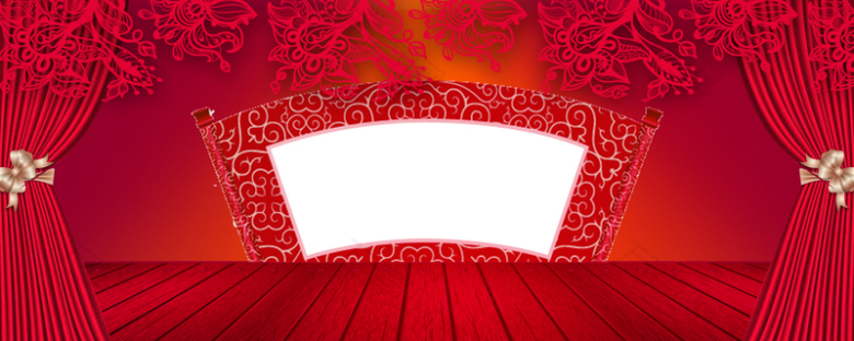 红色剪纸中国风舞台背景