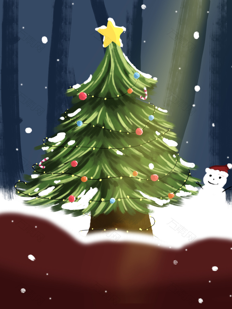 圣诞树手绘背景图