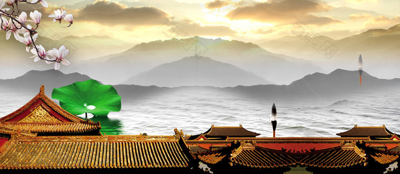 中国风山水风景背景