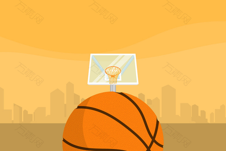 卡通质感篮球球场激情球赛城市背景素材
