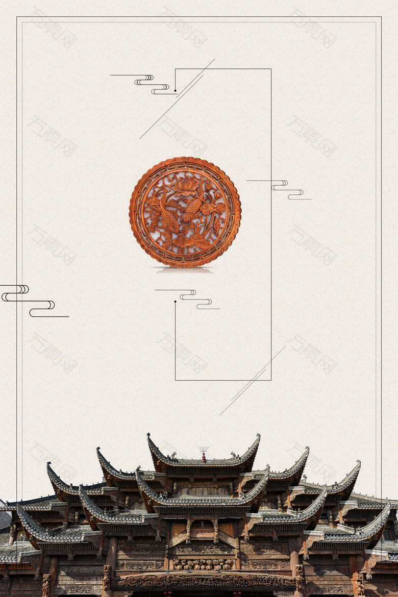 中国风古典木雕艺术背景素材