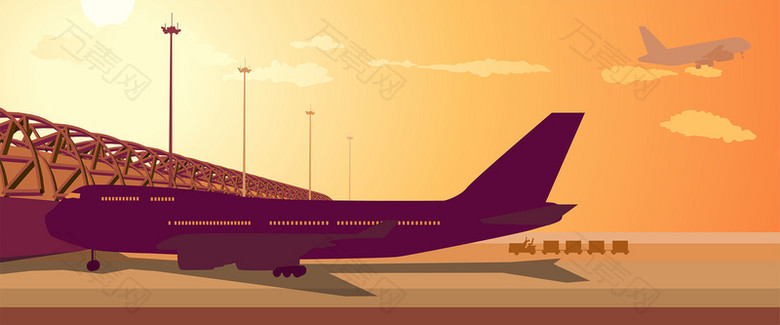 飞机机场卡通背景素材