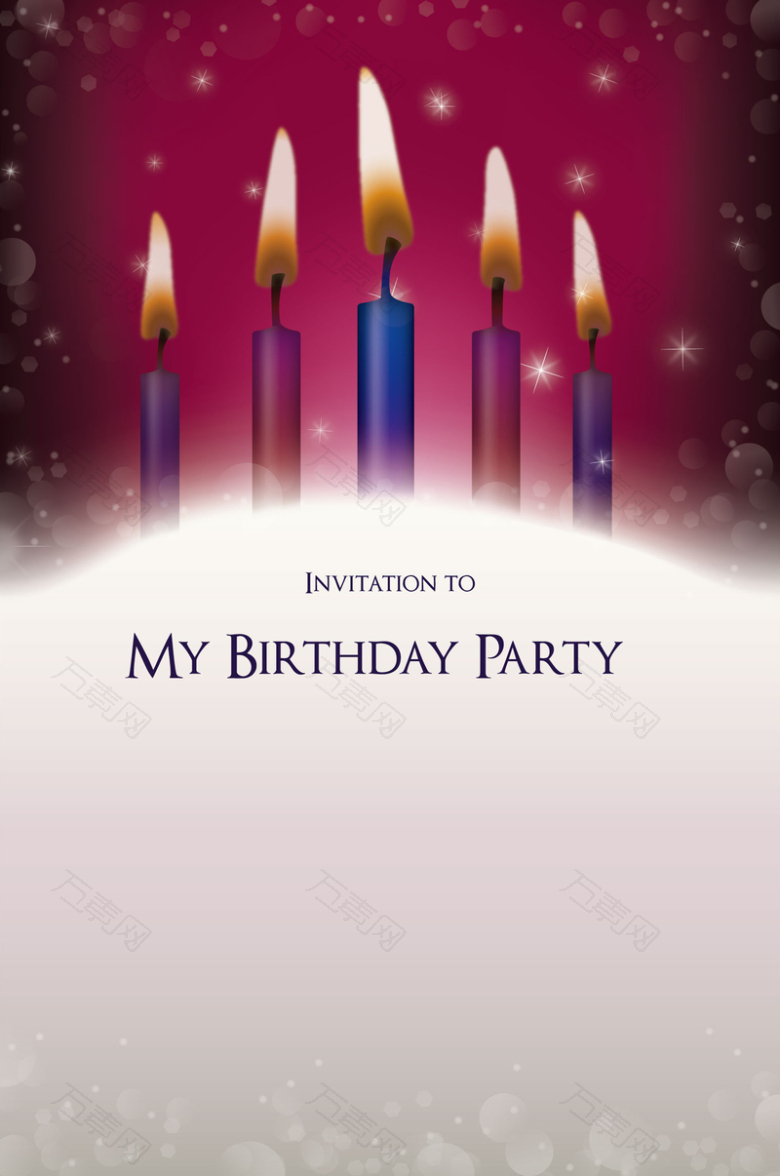 生日聚会PARTY邀请卡蜡烛背景模板