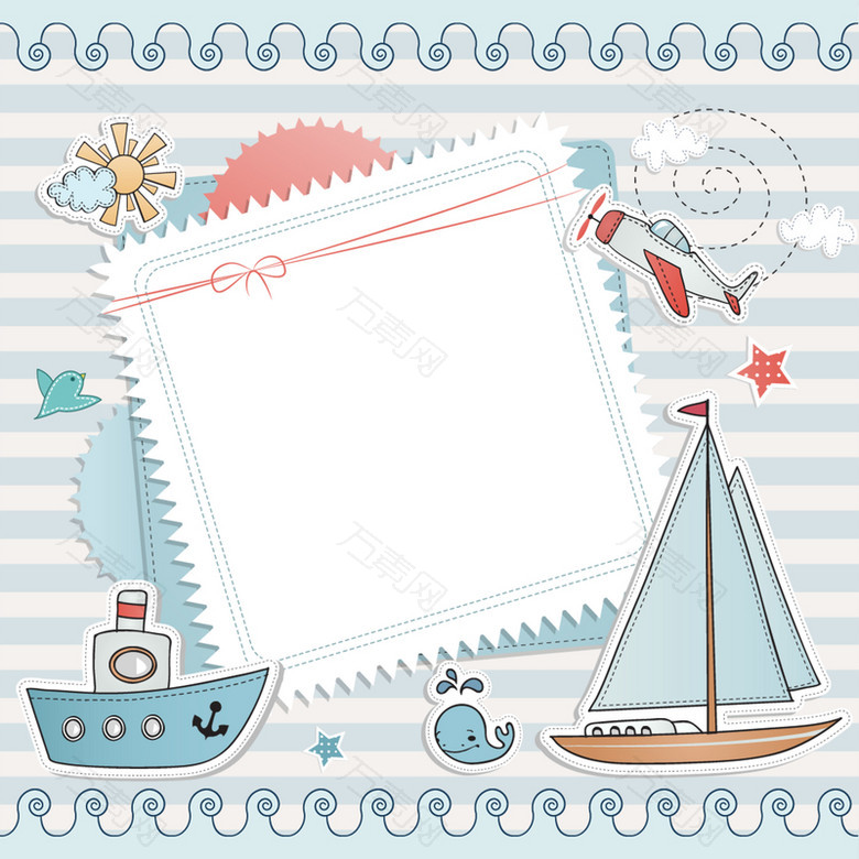 卡通海军风相框背景素材