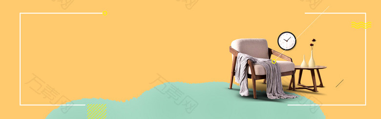 简约桌椅促销季几何黄色背景