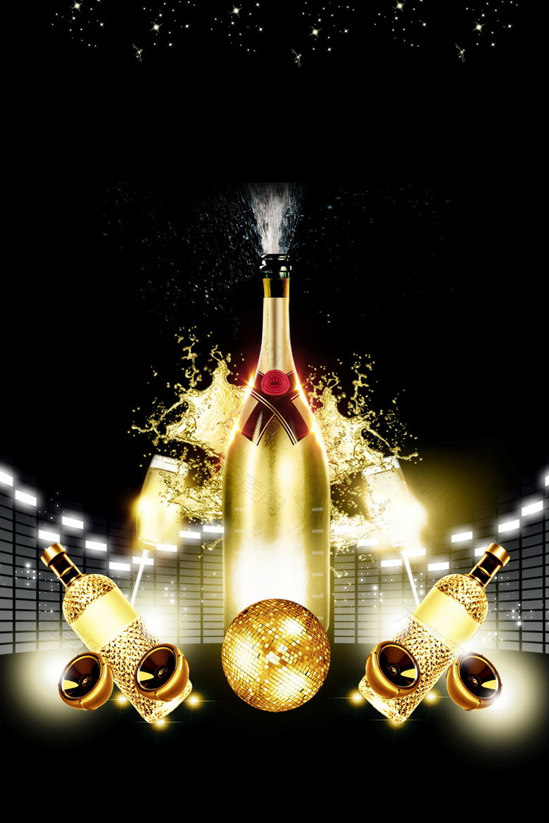 黑金高端香槟设计海报背景