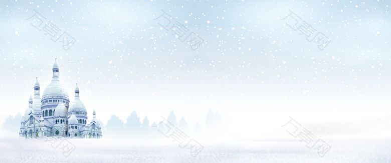 雪景浪漫蓝色banner背景