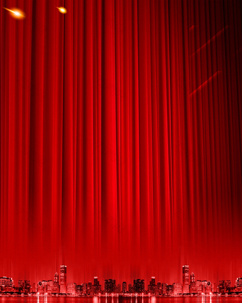 红色窗帘喜庆背景海报素材