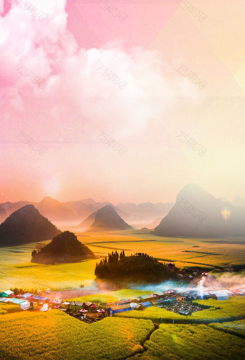 唯美浪漫桂林山水美景旅游海报背景素材