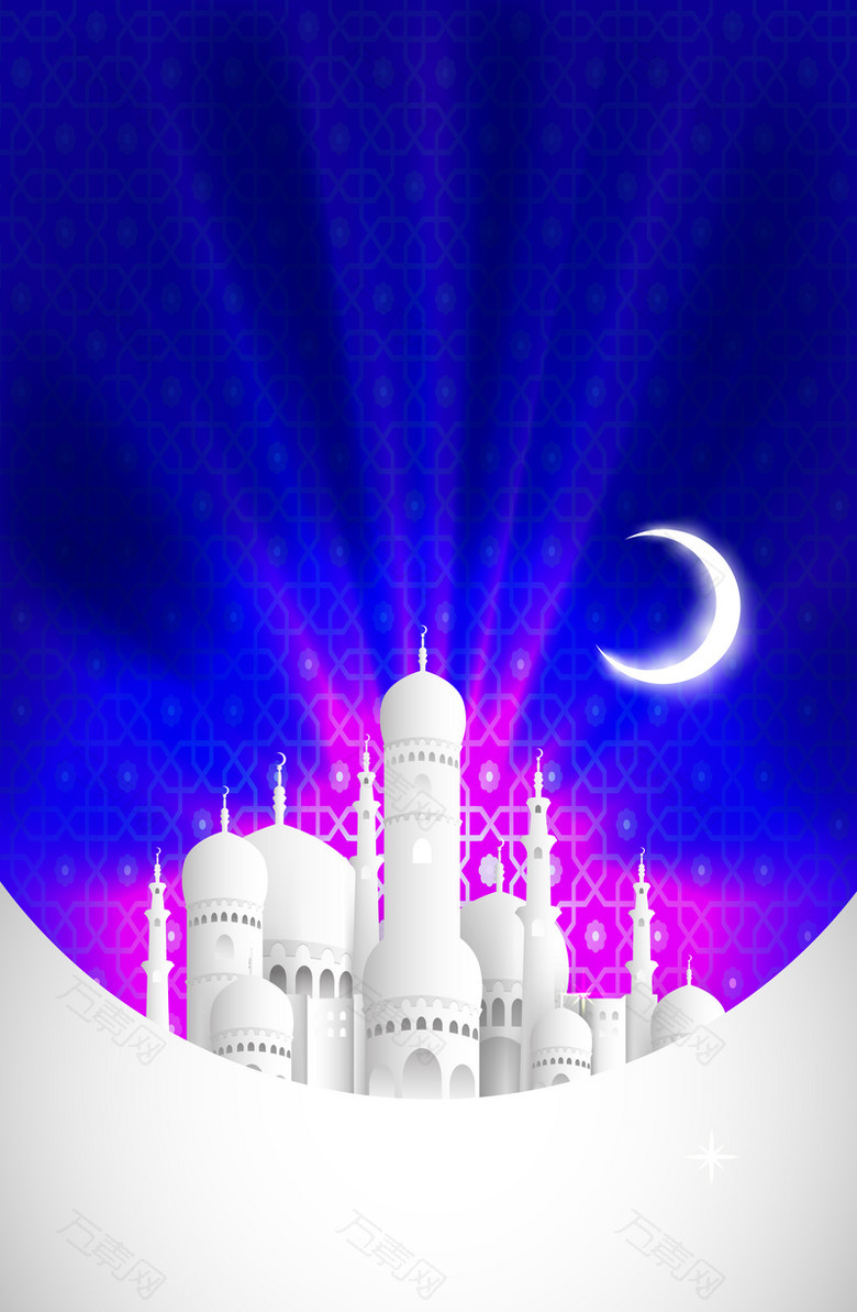 炫彩清真寺夜空建筑海报背景