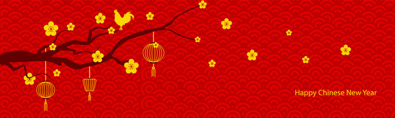 春节大气扁平中国风红色banner背景