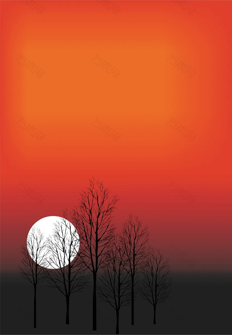 夕阳树林海报背景