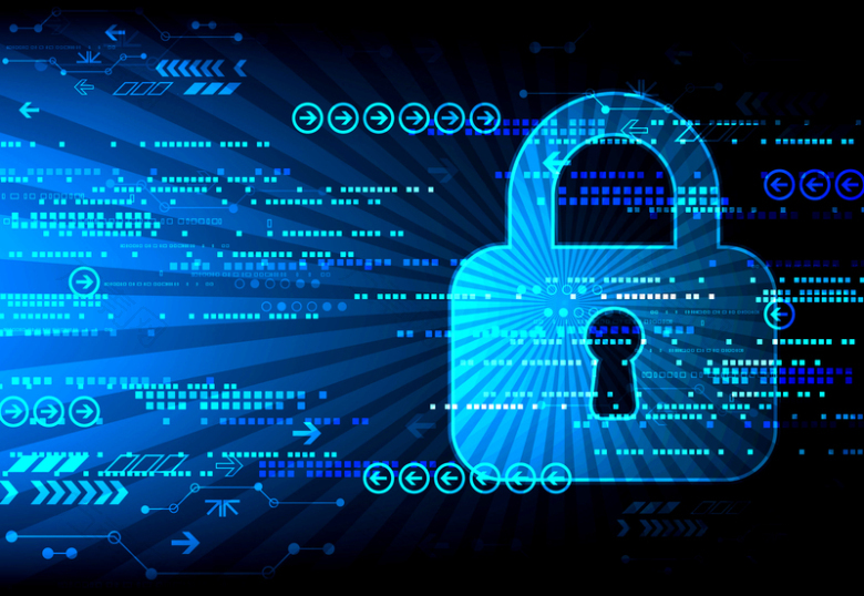 数据数码科技电子锁安全蓝色背景