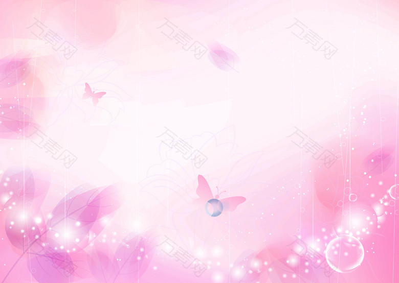 唯美粉色光点蝴蝶海报背景模板