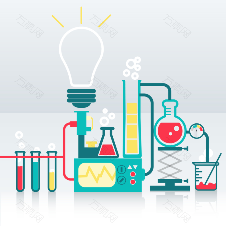 手绘化学器具电灯背景素材