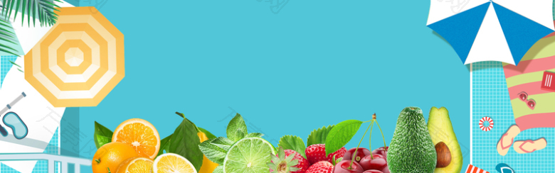 水果暑期旅游卡通banner背景