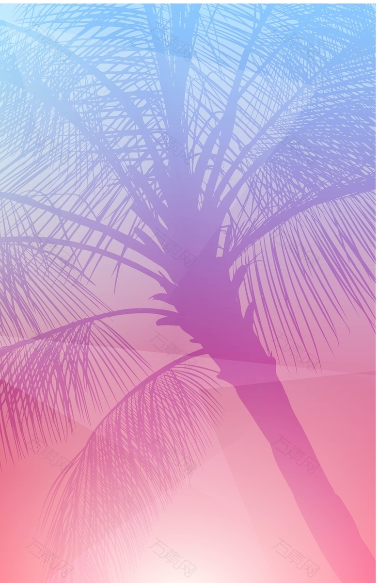 粉色椰子树背景矢量素材