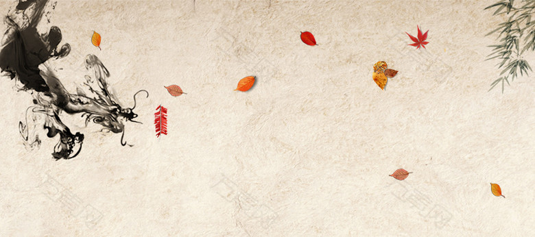 中国风水墨画泼墨龙树叶竹叶详情页海报背景