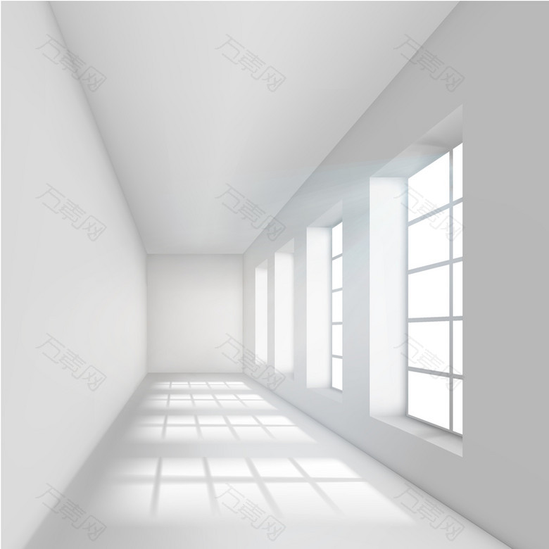 3D室内窗户走廊背景