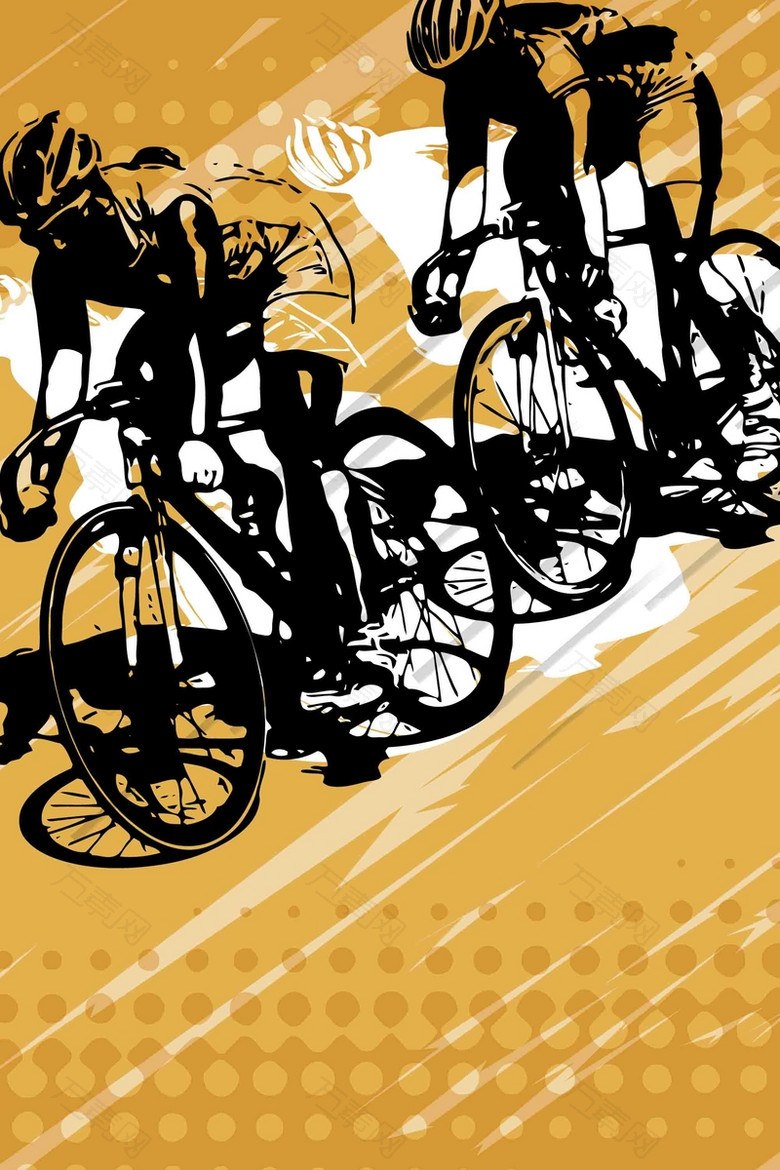 山地自行车竞技比赛活动手绘海报背景模板