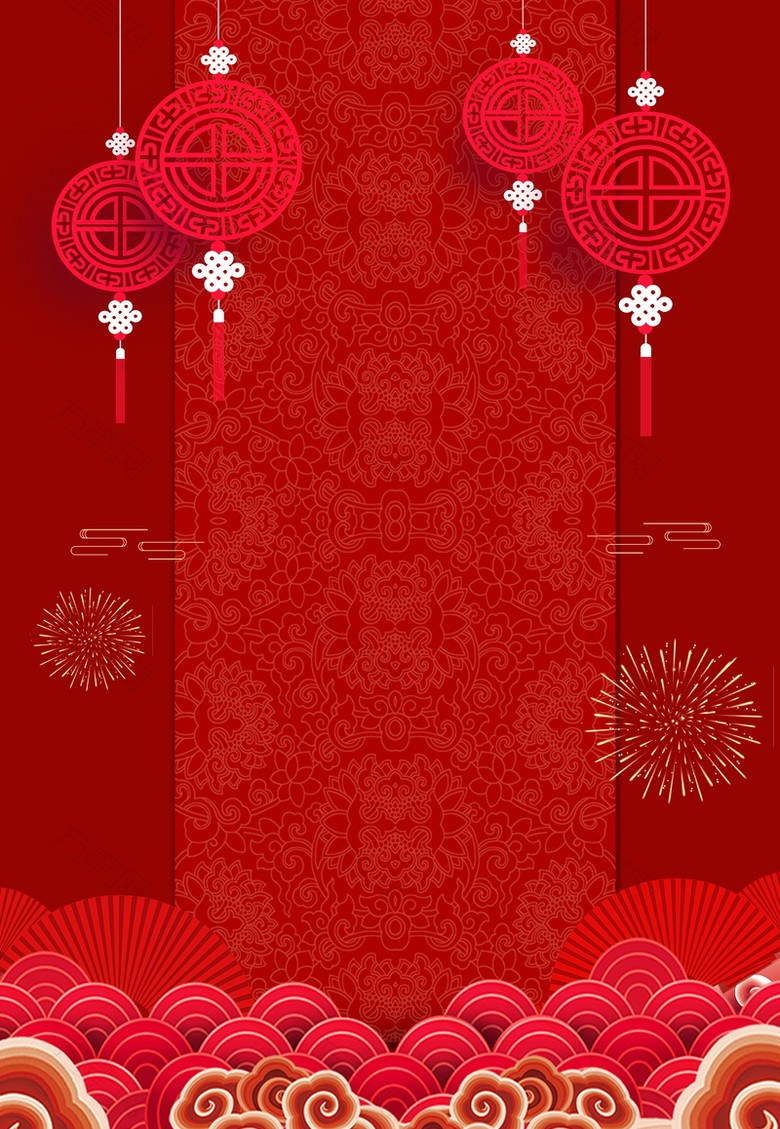 中国风红色灯笼烟花