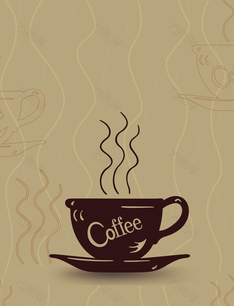 矢量手绘美味咖啡宣传背景素材