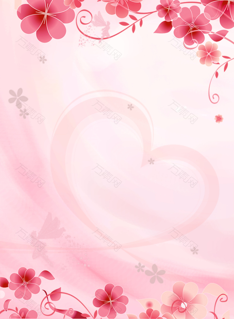粉色温馨浪漫小花小仙子背景