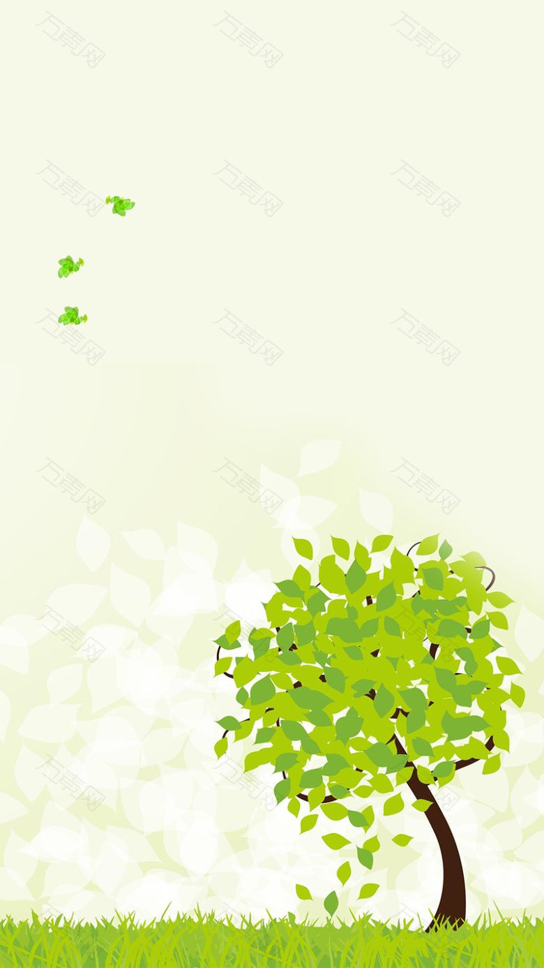 卡通绿色简约312植树节H5背景素材