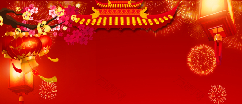 新年开门红中国风红色banner