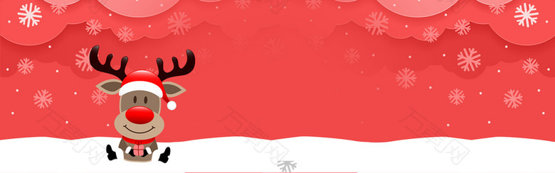 圣诞节雪花红色banner