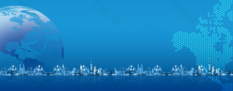 蓝色商务城市建筑地球蓝色背景