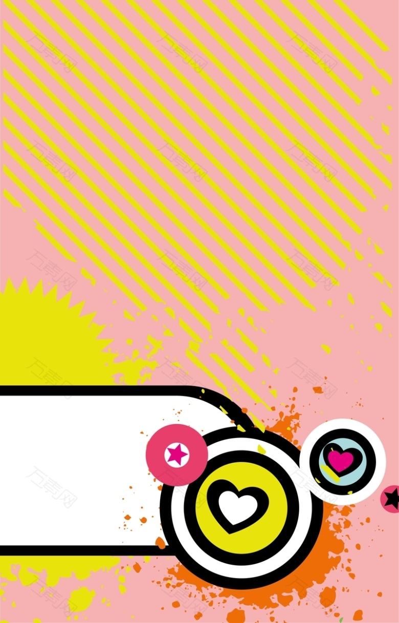 粉色线条和圆圈中的爱心背景素材