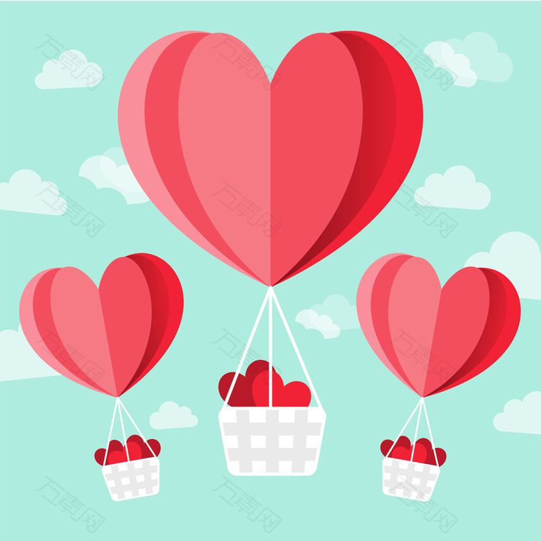 可爱卡通浪漫爱心气球矢量背景
