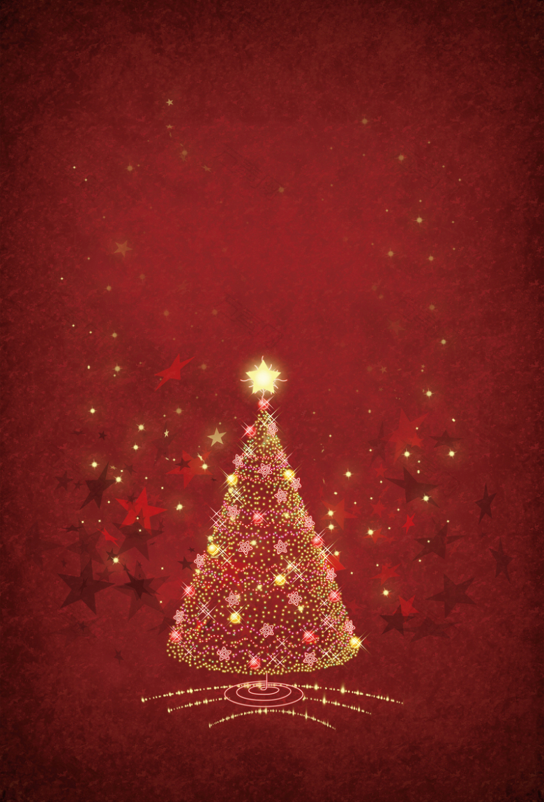 红色圣诞树背景海报