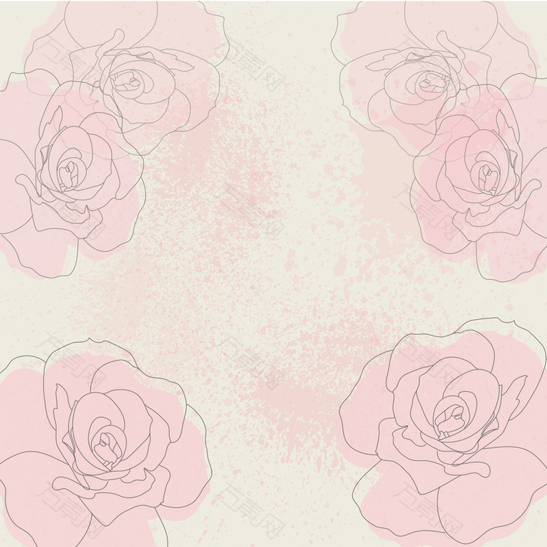 粉色手绘花朵素材背景