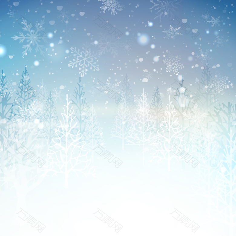 蓝色冰雪圣诞树背景素材