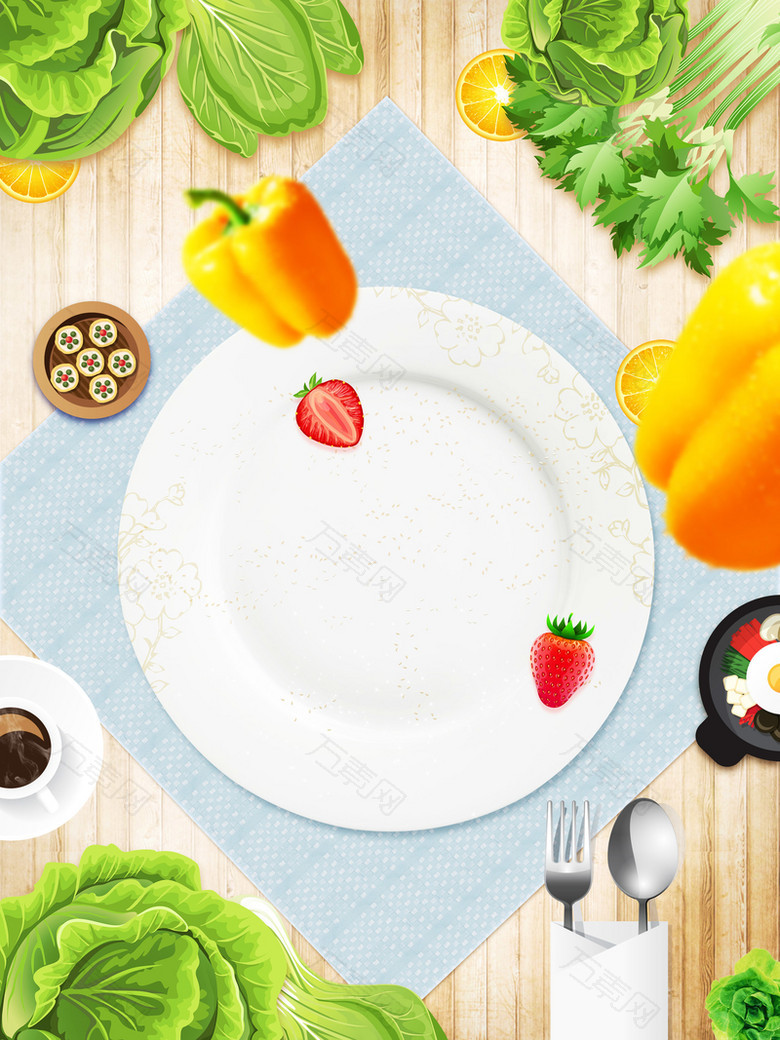 美食果蔬水果创意广告盘子背景素材
