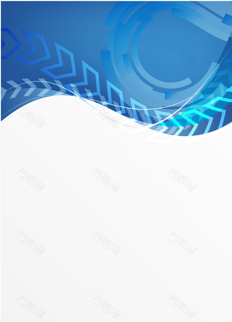 蓝色科技箭头线条白色圆弧背景素材