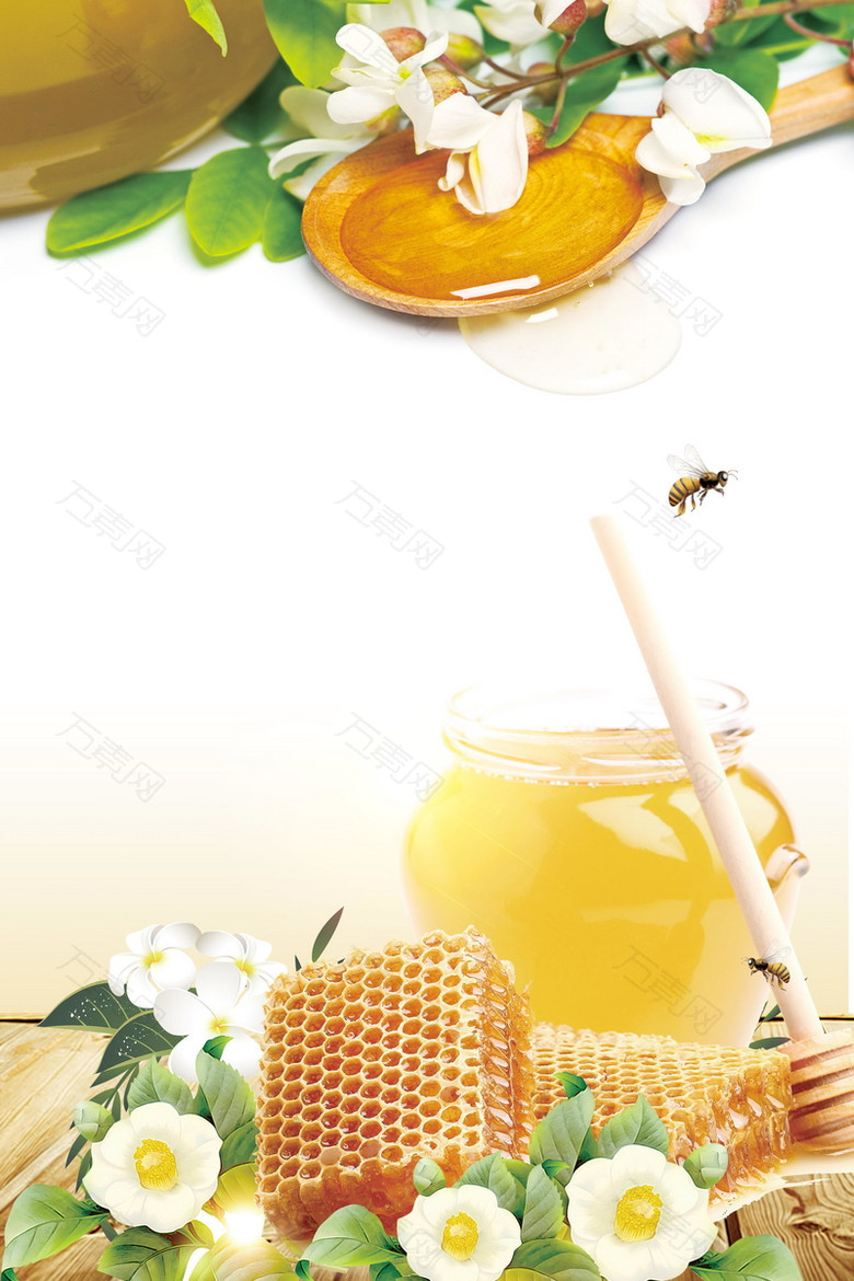 简约蜂蜜营养补品背景素材